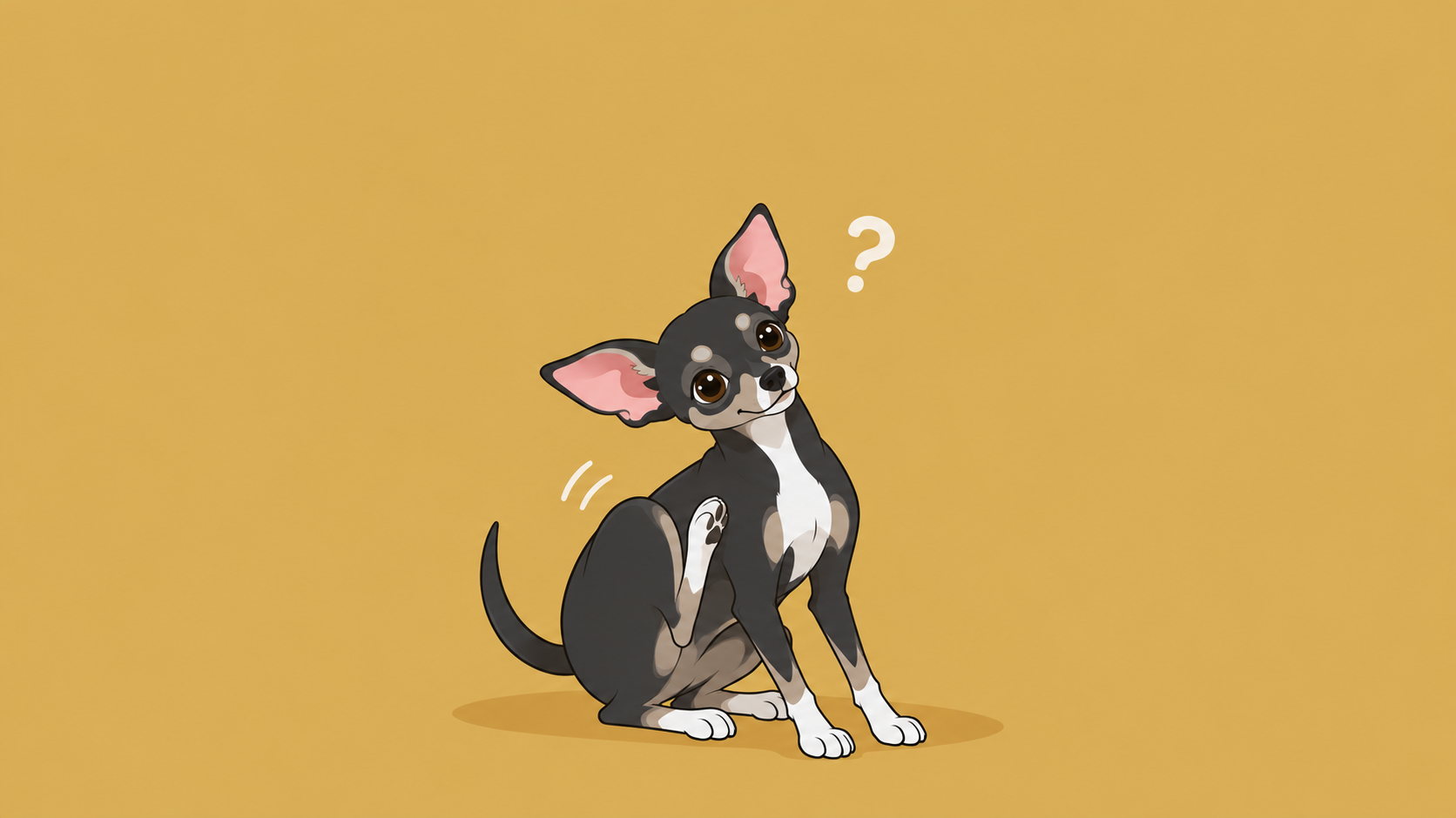 体を掻く犬のイラスト（食物アレルギーのサインを表現）