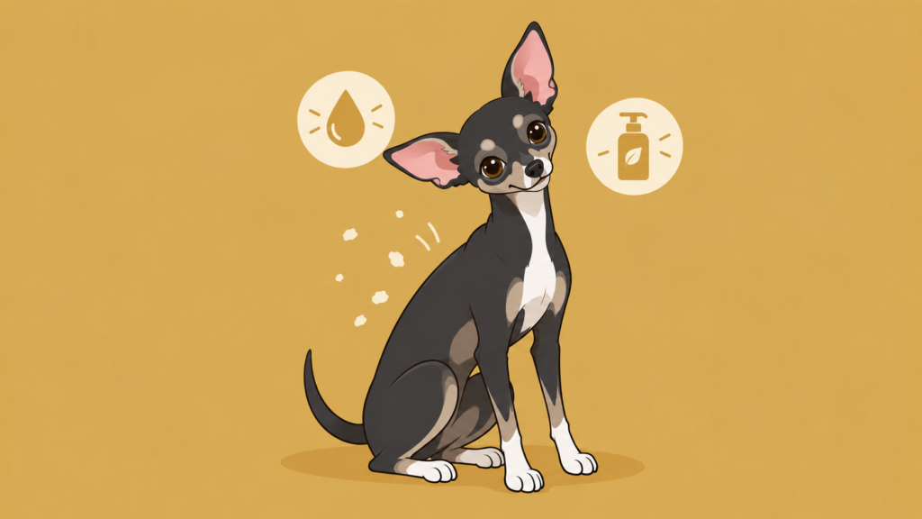 犬の皮膚の乾燥と保湿ケアを表すイラスト