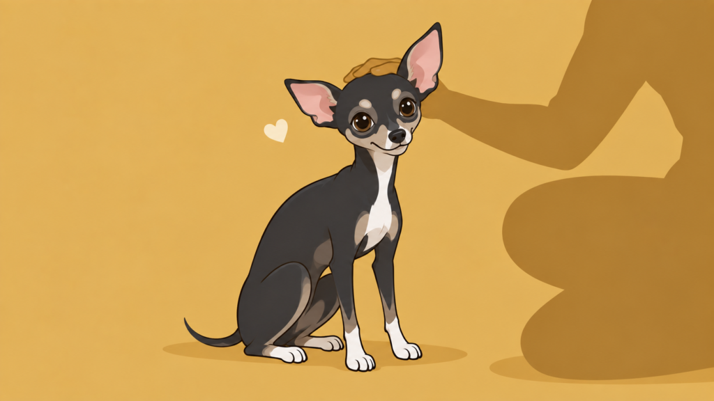 飼い主に撫でられて安心する犬のイラスト