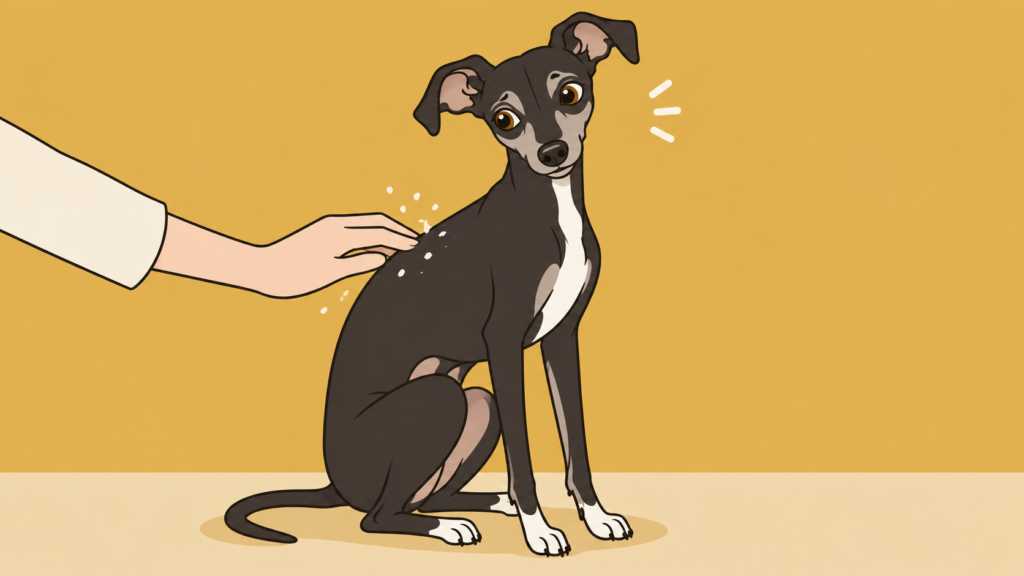 犬のフケを表すイラスト