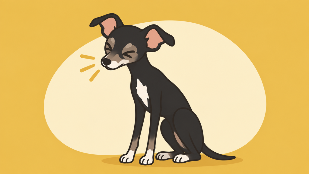 犬のくしゃみを表すイラスト