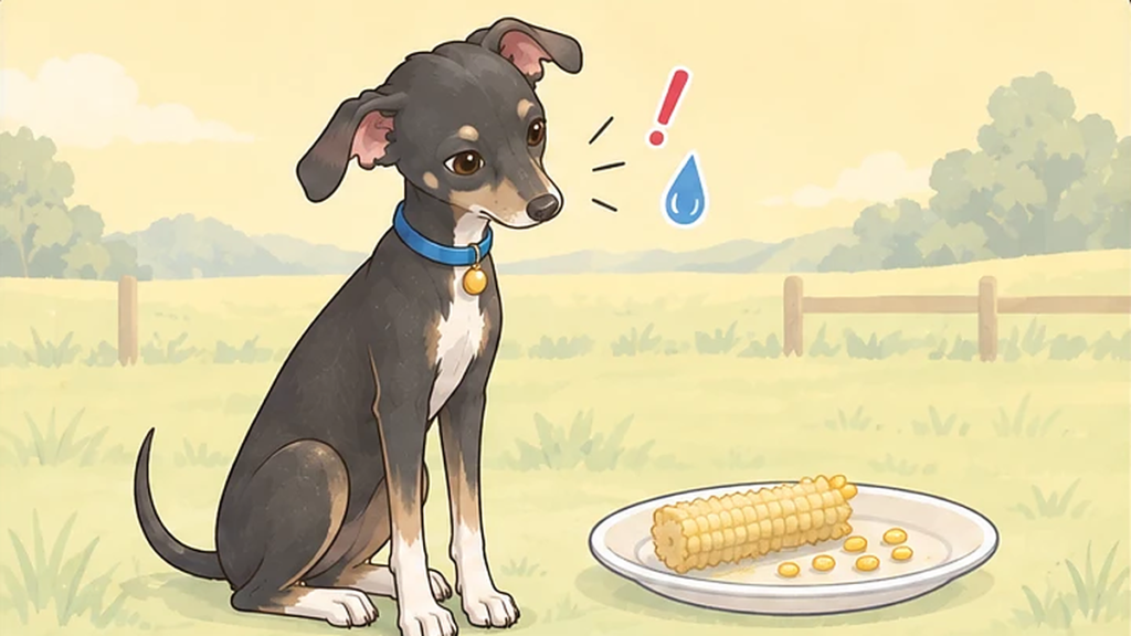 犬がとうもろこしの芯を食べた